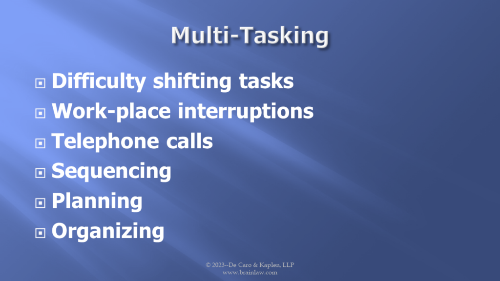 The impact of brain injury on multi-tasking