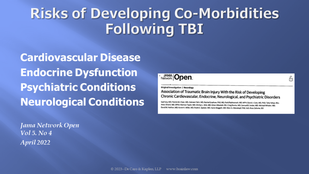 Risks of developing co-morbidities following TBI